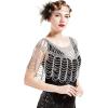 imageBABEYOND 1920s Shawl Wraps Gatsby Beaded Evening Cape Bridal Shawl Bolero Flapper Cover UpSilver
