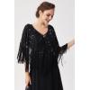 imageBABEYOND 1920s Shawl Wraps Gatsby Beaded Evening Cape Bridal Shawl for Evening Dresses Wedding PartyBlack