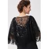 imageBABEYOND 1920s Shawl Wraps Gatsby Beaded Evening Cape Bridal Shawl for Evening Dresses Wedding PartyBlack