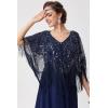 imageBABEYOND 1920s Shawl Wraps Gatsby Beaded Evening Cape Bridal Shawl for Evening Dresses Wedding PartyDark Blue