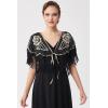 imageBABEYOND 1920s Shawl Wraps Gatsby Beaded Evening Cape Bridal Shawl for Evening Dresses Wedding PartyGold Black