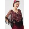 imageBABEYOND 1920s Shawl Wraps Gatsby Beaded Evening Cape Bridal Shawl for Evening Dresses Wedding PartyWine Red