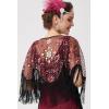 imageBABEYOND 1920s Shawl Wraps Gatsby Beaded Evening Cape Bridal Shawl for Evening Dresses Wedding PartyWine Red