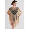 imageBABEYOND 1920s Shawl Wraps Long Fringed Evening Cape Sequin Beaded Party ShawlBlack Gold
