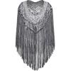 imageBABEYOND 1920s Shawl Wraps Long Fringed Evening Cape Sequin Beaded Party ShawlBlack Silver