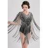 imageBABEYOND 1920s Shawl Wraps Long Fringed Evening Cape Sequin Beaded Party ShawlBlack Silver
