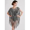 imageBABEYOND 1920s Shawl Wraps Long Fringed Evening Cape Sequin Beaded Party ShawlBlack Silver