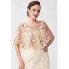 imageBABEYOND 1920s Shawl Wraps Sequin Beaded Evening Cape Bridal Shawl Bolero Flapper Cover UpApricot