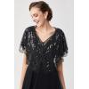 imageBABEYOND 1920s Shawl Wraps Sequin Beaded Evening Cape Bridal Shawl Bolero Flapper Cover UpBlack