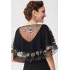 imageBABEYOND 1920s Shawl Wraps Sequin Beaded Evening Cape Bridal Shawl Bolero Flapper Cover UpBlack Gold