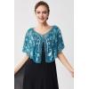 imageBABEYOND 1920s Shawl Wraps Sequin Beaded Evening Cape Bridal Shawl Bolero Flapper Cover UpLake Blue
