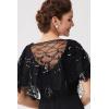 imageBABEYOND 1920s Shawl Wraps Sequin Beaded Evening Cape Bridal Shawl Bolero Flapper Women Cover UpXblack