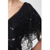 imageBABEYOND 1920s Shawl Wraps Sequin Beaded Evening Cape Bridal Shawl Bolero Flapper Women Cover UpXblack
