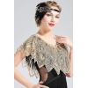 imageBABEYOND 1920s Shawl Wraps Sequin Beaded Evening Cape Bridal ShawlChampaign Gold
