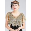 imageBABEYOND 1920s Shawl Wraps Sequin Beaded Evening Cape Bridal ShawlChampaign Gold