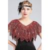 imageBABEYOND 1920s Shawl Wraps Sequin Beaded Evening Cape Bridal ShawlCherry Red