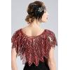 imageBABEYOND 1920s Shawl Wraps Sequin Beaded Evening Cape Bridal ShawlCherry Red