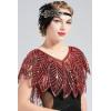 imageBABEYOND 1920s Shawl Wraps Sequin Beaded Evening Cape Bridal ShawlCherry Red