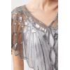 imageBABEYOND 1920s Shawl Wraps Sequin Beaded Evening Cape Bridal ShawlGray