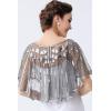 imageBABEYOND 1920s Shawl Wraps Sequin Beaded Evening Cape Bridal ShawlGray