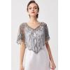 imageBABEYOND 1920s Shawl Wraps Sequin Beaded Evening Cape Bridal ShawlGray