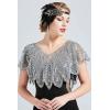 imageBABEYOND 1920s Shawl Wraps Sequin Beaded Evening Cape Bridal ShawlGray Silver