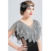 imageBABEYOND 1920s Shawl Wraps Sequin Beaded Evening Cape Bridal ShawlGray Silver