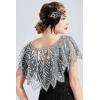 imageBABEYOND 1920s Shawl Wraps Sequin Beaded Evening Cape Bridal ShawlGray Silver