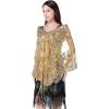 imageBABEYOND 1920s Shawl Wraps Sequin Fringed Evening Cape Wedding Bridal Shawl ScarfStyle5 Gold