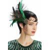 imageBABEYOND 1920s Women Feather Crystal Headband 20s Flapper Gatsby HeadpieceDark Green