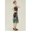 imageBABEYOND 20s Vintage Peacock Sequin Fringed Party Flapper DressBlack With Green Fringe