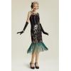 imageBABEYOND 20s Vintage Peacock Sequin Fringed Party Flapper DressBlack With Green Fringe2