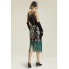 imageBABEYOND 20s Vintage Peacock Sequin Fringed Party Flapper DressBlack With Green Fringe2
