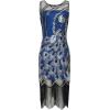 imageBABEYOND 20s Vintage Peacock Sequin Fringed Party Flapper DressBlue With Black Fringe