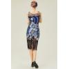 imageBABEYOND 20s Vintage Peacock Sequin Fringed Party Flapper DressBlue With Black Fringe