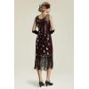 imageBABEYOND 20s Vintage Peacock Sequin Fringed Party Flapper DressWine Red