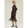 imageBABEYOND 20s Vintage Peacock Sequin Fringed Party Flapper DressWine Red