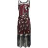 imageBABEYOND 20s Vintage Peacock Sequin Fringed Party Flapper DressWine Red