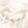 imageBABEYOND Bridal Headpiece Handmade Wedding Hair Vine Crystal Floral Leaf Headband with Lace RibbonGold