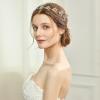 imageBABEYOND Bridal Headpiece Handmade Wedding Hair Vine Crystal Floral Leaf Headband with Lace RibbonGold