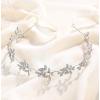 imageBABEYOND Bridal Headpiece Handmade Wedding Hair Vine Crystal Floral Leaf Headband with Lace RibbonSilver