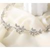 imageBABEYOND Bridal Headpiece Handmade Wedding Hair Vine Crystal Floral Leaf Headband with Lace RibbonSilver