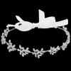 imageBABEYOND Bridal Headpiece Handmade Wedding Hair Vine Crystal Floral Leaf Headband with Lace RibbonSilver