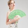 imageBABEYOND Cotton Lace Folding Handheld Fan Embroidered Bridal Hand Fan with Bamboo Staves for Wedding Decoration Dancing PartyGreen