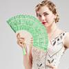 imageBABEYOND Cotton Lace Folding Handheld Fan Embroidered Bridal Hand Fan with Bamboo Staves for Wedding Decoration Dancing PartyGreen