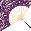 imageBABEYOND Cotton Lace Folding Handheld Fan Embroidered Bridal Hand Fan with Bamboo Staves for Wedding Decoration Dancing PartyPurple