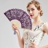 imageBABEYOND Cotton Lace Folding Handheld Fan Embroidered Bridal Hand Fan with Bamboo Staves for Wedding Decoration Dancing PartyPurple