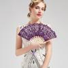 imageBABEYOND Cotton Lace Folding Handheld Fan Embroidered Bridal Hand Fan with Bamboo Staves for Wedding Decoration Dancing PartyPurple