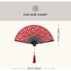 imageBABEYOND Cotton Lace Folding Handheld Fan Embroidered Bridal Hand Fan with Bamboo Staves for Wedding Decoration Dancing PartyRed