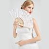 imageBABEYOND Cotton Lace Folding Handheld Fan Embroidered Bridal Hand Fan with Bamboo Staves for Wedding Decoration Dancing PartyWhite